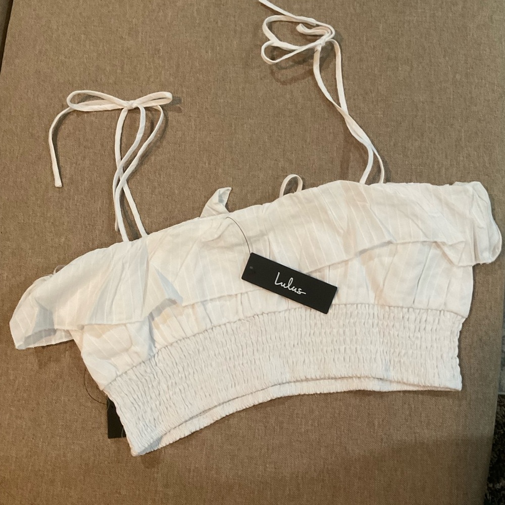 Lulu's White Smocked Ruffle Camisole